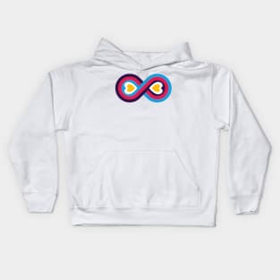 Polyamory Infinity Love Symbol - Double Heart  - (New Pride Colors!) Kids Hoodie